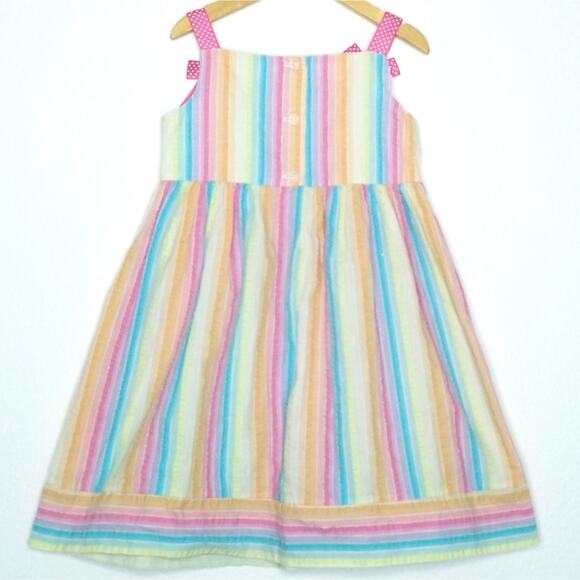 Rare Too Rainbow Stripes Sequin Butterfly Fit and Flare Dress, Size: 5 Girls - Picture 3 of 3